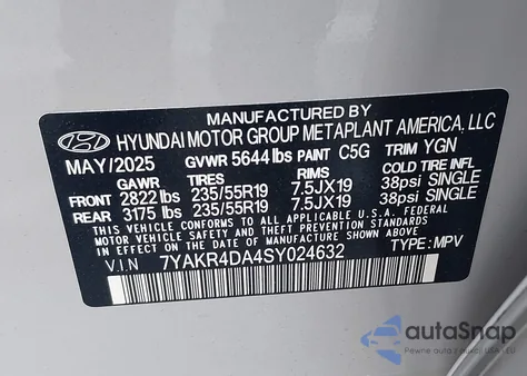2025 Hyundai Ioniq 5 Limited z USA, uszkodzony, nr VIN 7YAKR4DA4SY024632